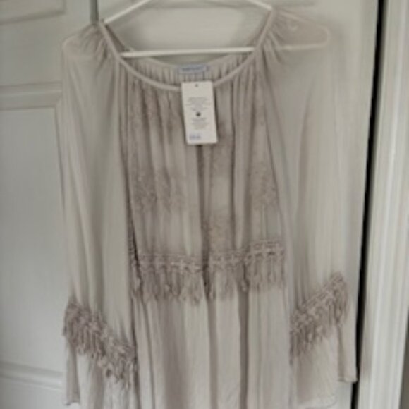 Women's Oversized Long Sleeve Top - Ivory - Picture 1 of 6